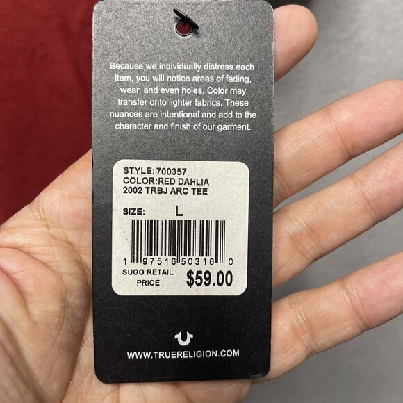 True Religion Brand Jeans Red Dahlia 2002 TRBJ Arc Tree Graphic Large - Picture 4 of 8